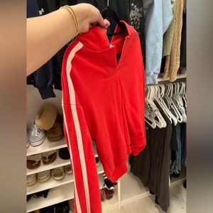 By the way. Red and white sweatshirt!!!